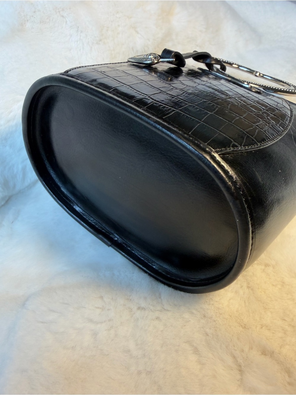 Brighton Black Croc-Embossed Mini Tote with Heart Handle - Picture 3 of 5